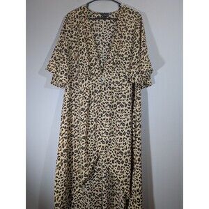 Torrid Leopard Print Short Sleeve Long Duster Womens Sz 1X Mob Wife Boho Glam